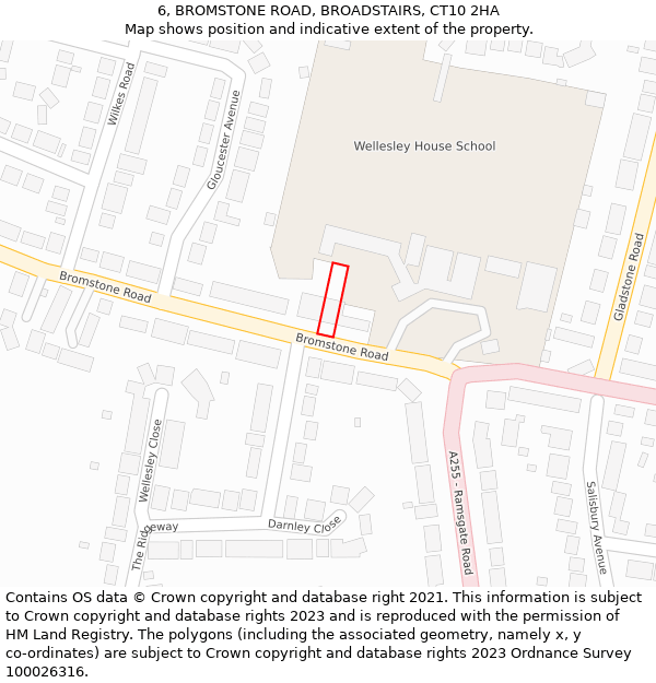 6, BROMSTONE ROAD, BROADSTAIRS, CT10 2HA: Location map and indicative extent of plot