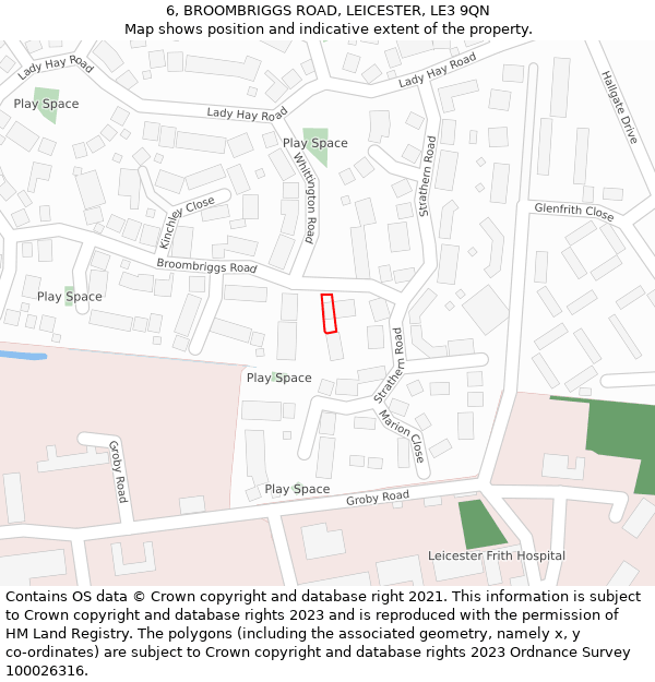 6, BROOMBRIGGS ROAD, LEICESTER, LE3 9QN: Location map and indicative extent of plot