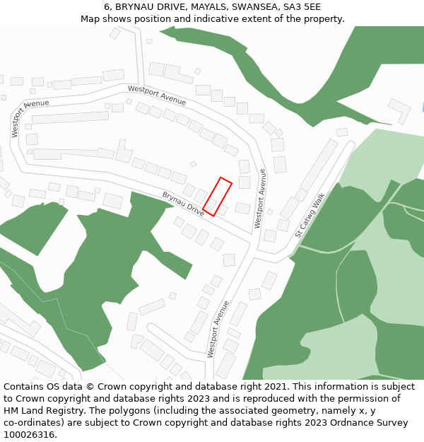 6, BRYNAU DRIVE, MAYALS, SWANSEA, SA3 5EE: Location map and indicative extent of plot