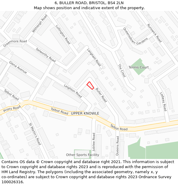 6, BULLER ROAD, BRISTOL, BS4 2LN: Location map and indicative extent of plot