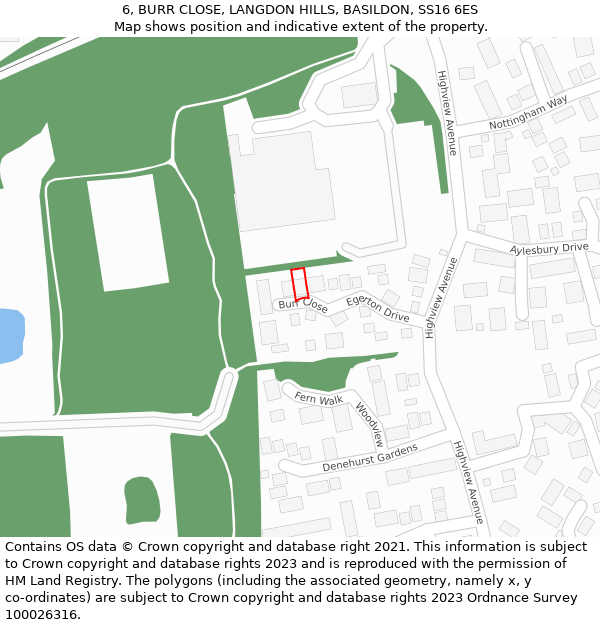 6, BURR CLOSE, LANGDON HILLS, BASILDON, SS16 6ES: Location map and indicative extent of plot
