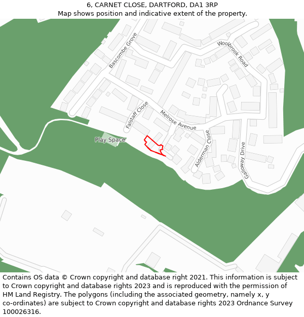 6, CARNET CLOSE, DARTFORD, DA1 3RP: Location map and indicative extent of plot