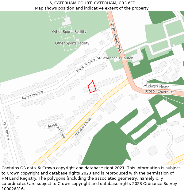 6, CATERHAM COURT, CATERHAM, CR3 6FF: Location map and indicative extent of plot