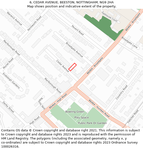 6, CEDAR AVENUE, BEESTON, NOTTINGHAM, NG9 2HA: Location map and indicative extent of plot