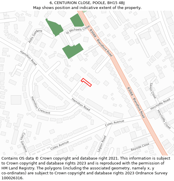 6, CENTURION CLOSE, POOLE, BH15 4BJ: Location map and indicative extent of plot