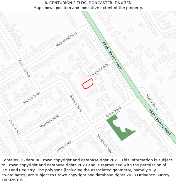 6, CENTURION FIELDS, DONCASTER, DN4 7EN: Location map and indicative extent of plot