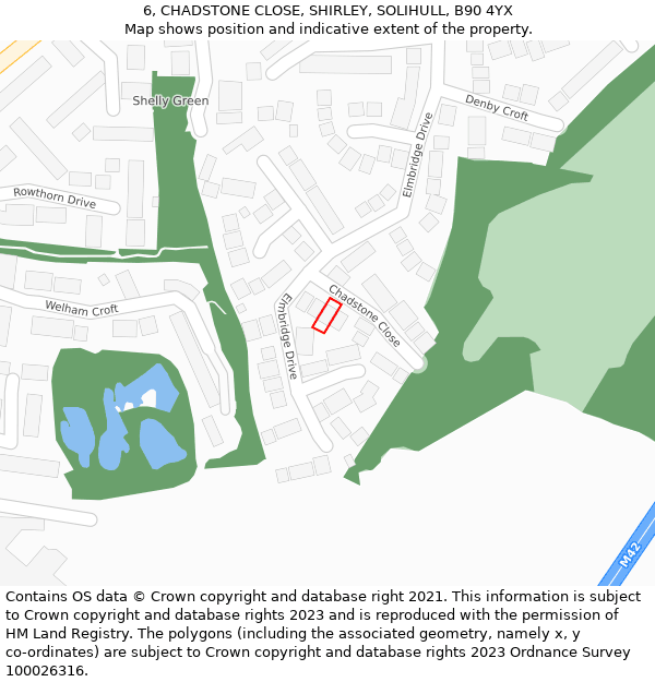 6, CHADSTONE CLOSE, SHIRLEY, SOLIHULL, B90 4YX: Location map and indicative extent of plot