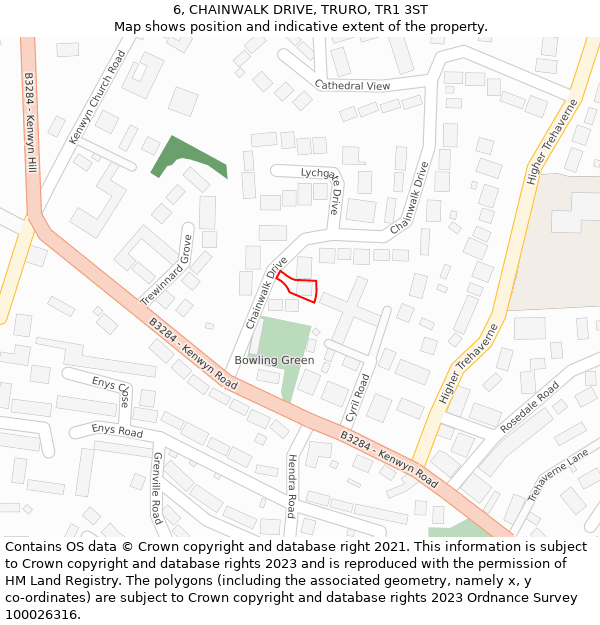 6, CHAINWALK DRIVE, TRURO, TR1 3ST: Location map and indicative extent of plot