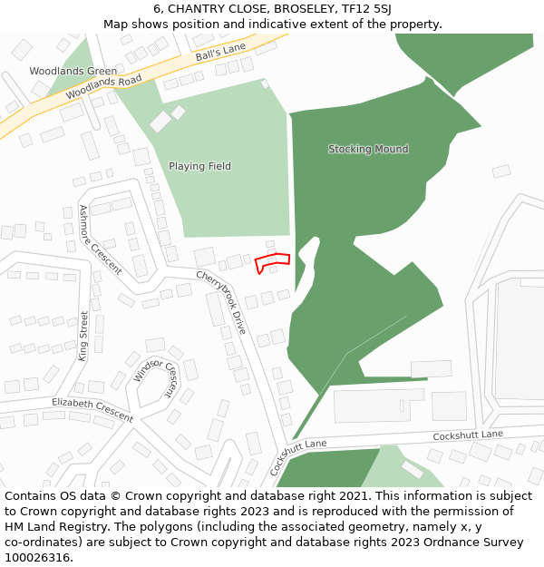 6, CHANTRY CLOSE, BROSELEY, TF12 5SJ: Location map and indicative extent of plot