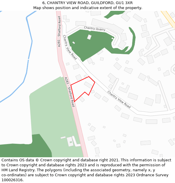 6, CHANTRY VIEW ROAD, GUILDFORD, GU1 3XR: Location map and indicative extent of plot