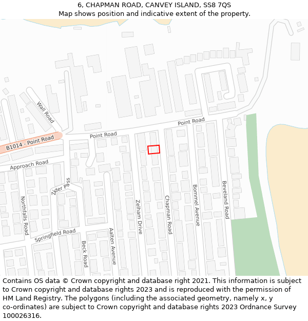 6, CHAPMAN ROAD, CANVEY ISLAND, SS8 7QS: Location map and indicative extent of plot