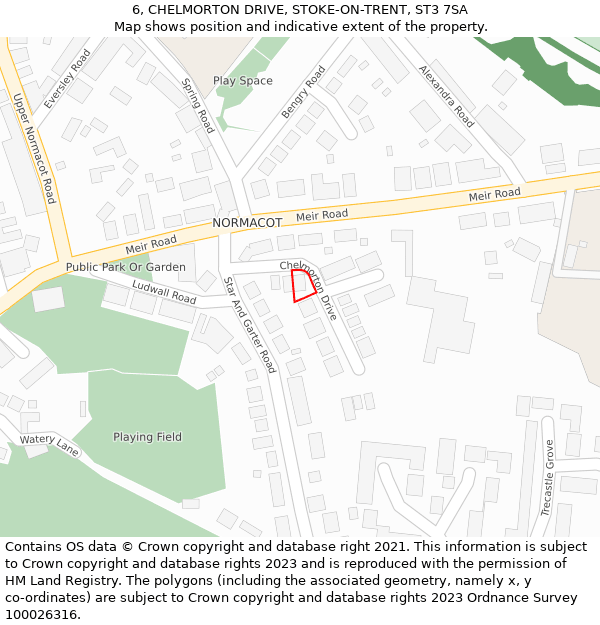 6, CHELMORTON DRIVE, STOKE-ON-TRENT, ST3 7SA: Location map and indicative extent of plot