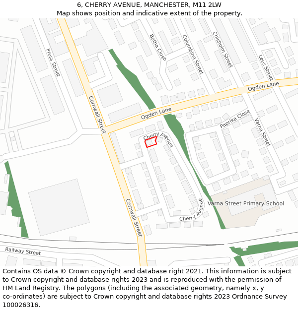 6, CHERRY AVENUE, MANCHESTER, M11 2LW: Location map and indicative extent of plot