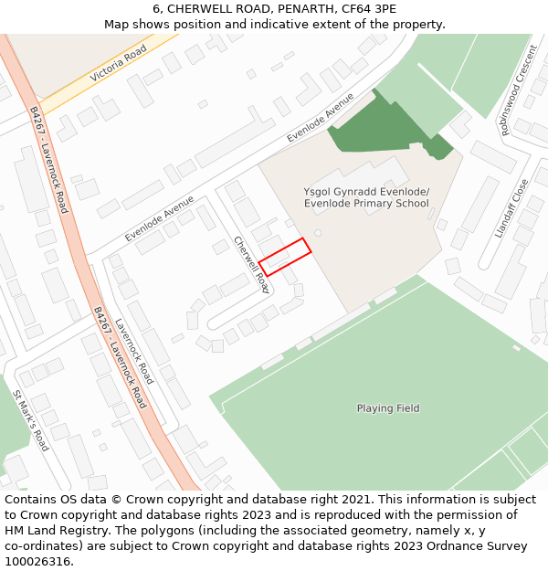 6, CHERWELL ROAD, PENARTH, CF64 3PE: Location map and indicative extent of plot