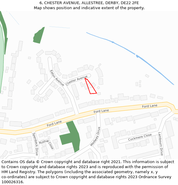 6, CHESTER AVENUE, ALLESTREE, DERBY, DE22 2FE: Location map and indicative extent of plot