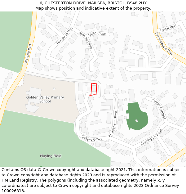 6, CHESTERTON DRIVE, NAILSEA, BRISTOL, BS48 2UY: Location map and indicative extent of plot