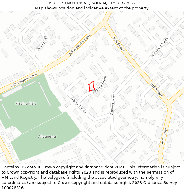 6, CHESTNUT DRIVE, SOHAM, ELY, CB7 5FW: Location map and indicative extent of plot