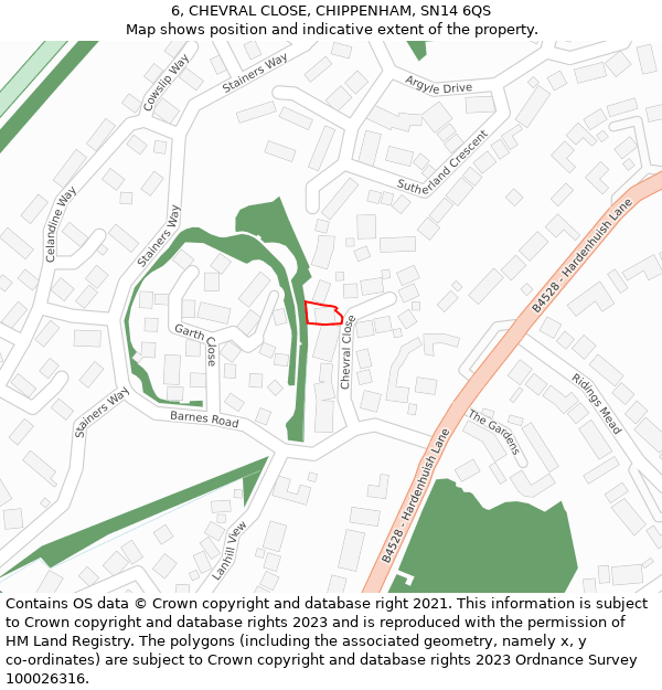 6, CHEVRAL CLOSE, CHIPPENHAM, SN14 6QS: Location map and indicative extent of plot