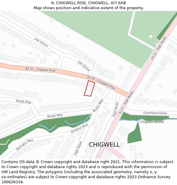 6, CHIGWELL RISE, CHIGWELL, IG7 6AB: Location map and indicative extent of plot