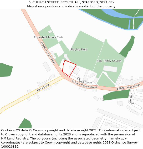 6, CHURCH STREET, ECCLESHALL, STAFFORD, ST21 6BY: Location map and indicative extent of plot