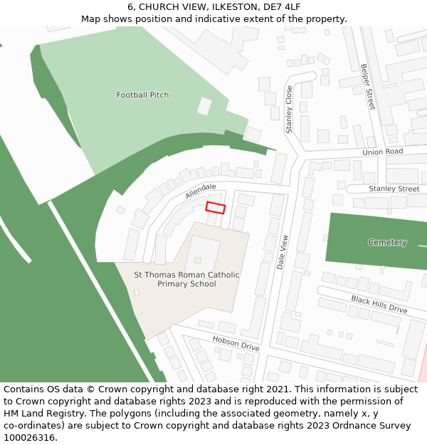 6, CHURCH VIEW, ILKESTON, DE7 4LF: Location map and indicative extent of plot