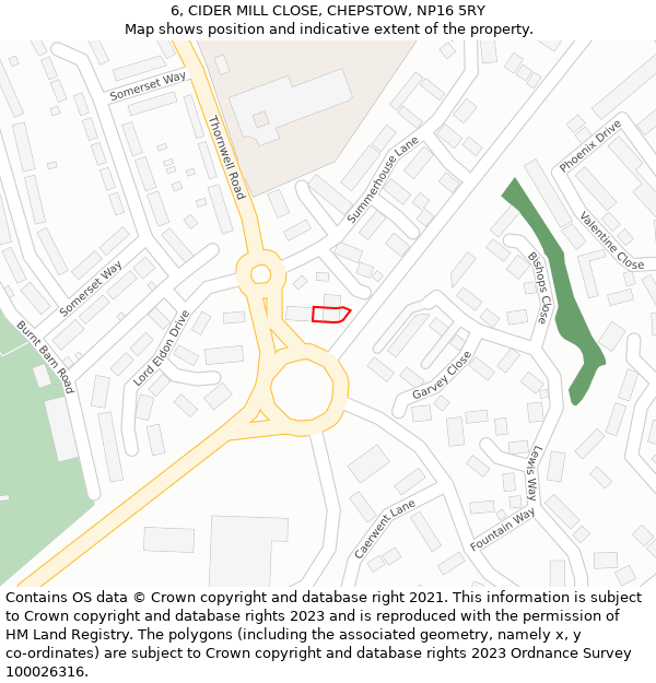 6, CIDER MILL CLOSE, CHEPSTOW, NP16 5RY: Location map and indicative extent of plot