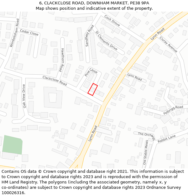 6, CLACKCLOSE ROAD, DOWNHAM MARKET, PE38 9PA: Location map and indicative extent of plot