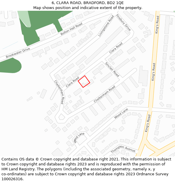 6, CLARA ROAD, BRADFORD, BD2 1QE: Location map and indicative extent of plot