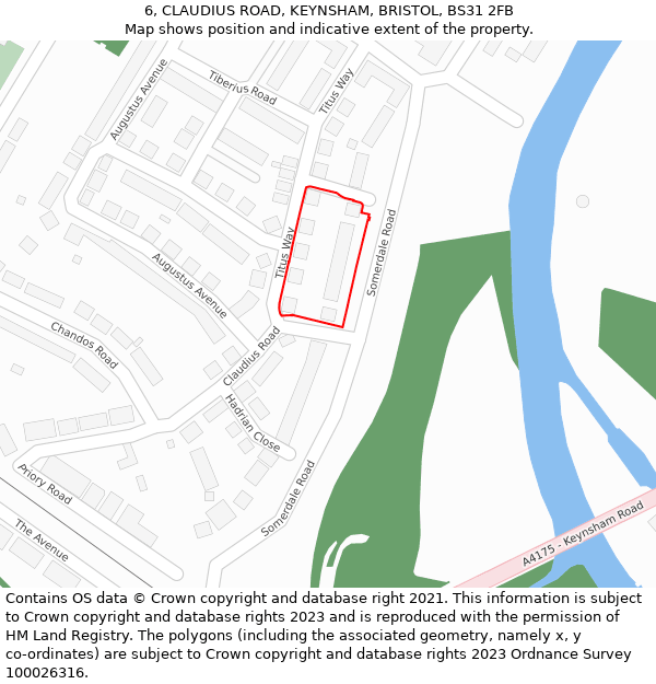 6, CLAUDIUS ROAD, KEYNSHAM, BRISTOL, BS31 2FB: Location map and indicative extent of plot