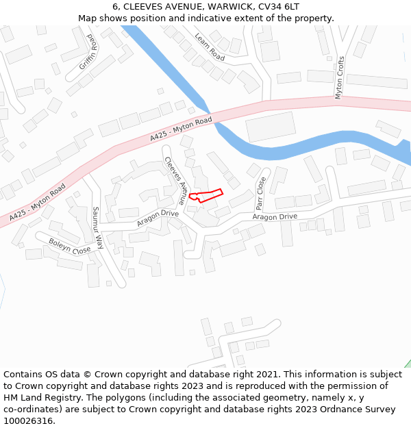 6, CLEEVES AVENUE, WARWICK, CV34 6LT: Location map and indicative extent of plot