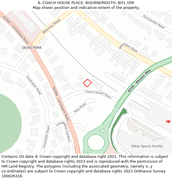 6, COACH HOUSE PLACE, BOURNEMOUTH, BH1 1RR: Location map and indicative extent of plot