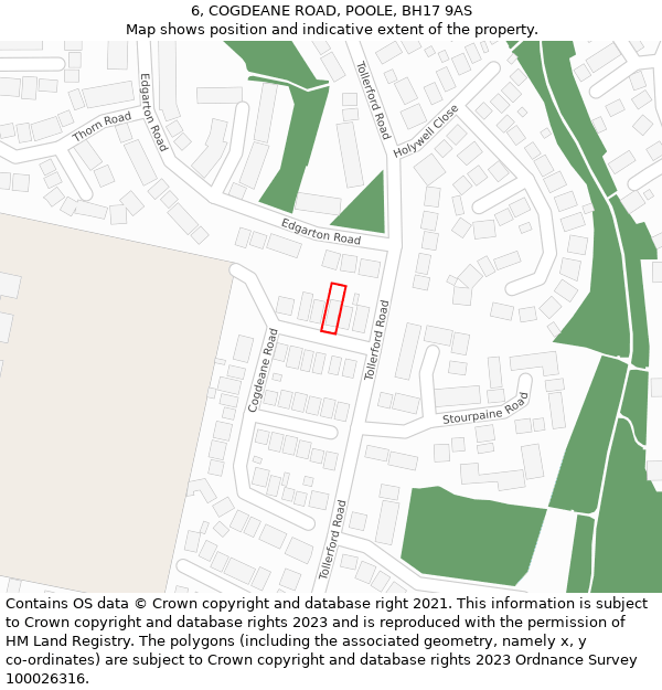 6, COGDEANE ROAD, POOLE, BH17 9AS: Location map and indicative extent of plot