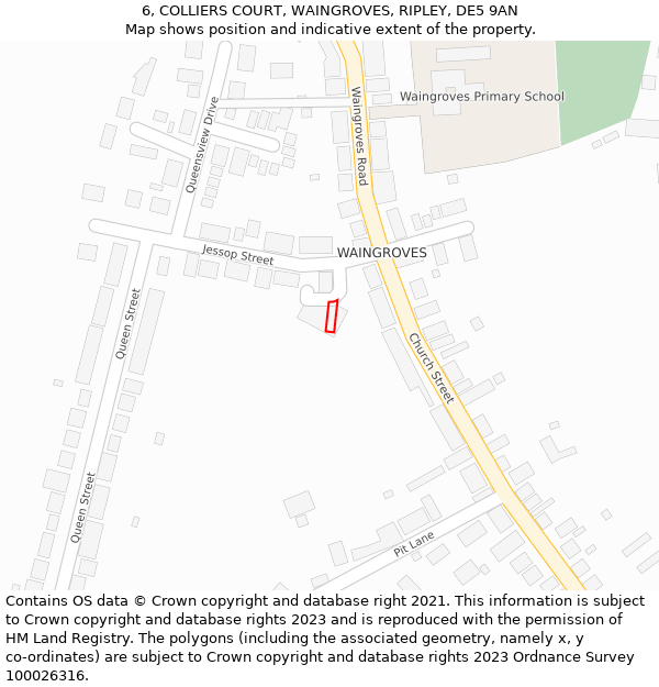 6, COLLIERS COURT, WAINGROVES, RIPLEY, DE5 9AN: Location map and indicative extent of plot