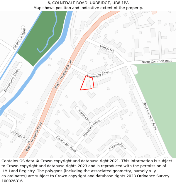 6, COLNEDALE ROAD, UXBRIDGE, UB8 1PA: Location map and indicative extent of plot