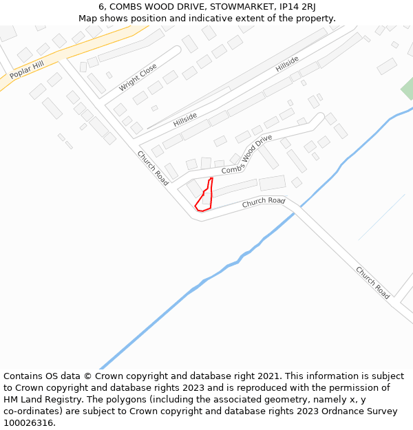 6, COMBS WOOD DRIVE, STOWMARKET, IP14 2RJ: Location map and indicative extent of plot