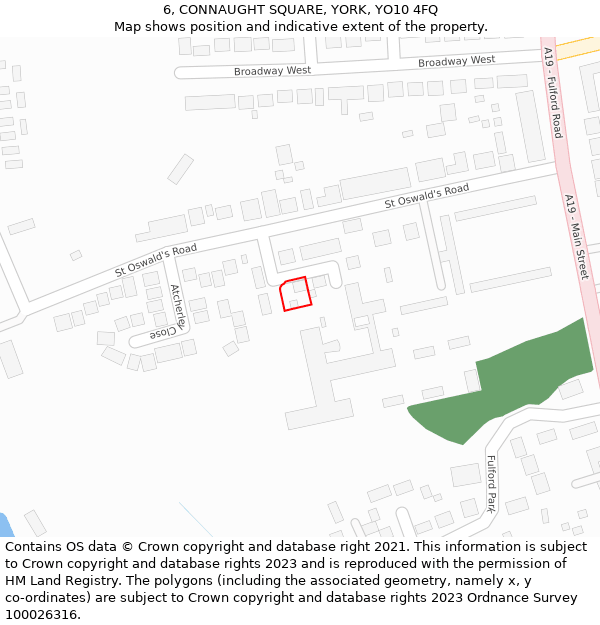 6, CONNAUGHT SQUARE, YORK, YO10 4FQ: Location map and indicative extent of plot