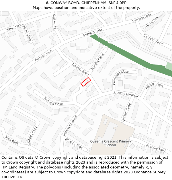 6, CONWAY ROAD, CHIPPENHAM, SN14 0PP: Location map and indicative extent of plot