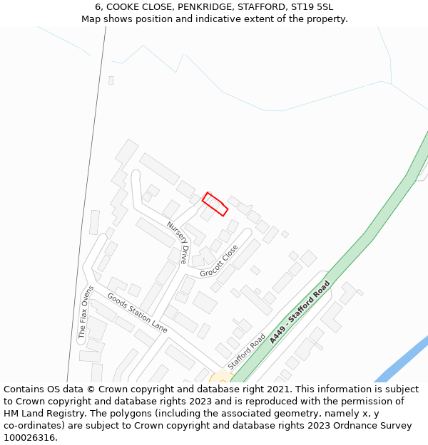 6, COOKE CLOSE, PENKRIDGE, STAFFORD, ST19 5SL: Location map and indicative extent of plot