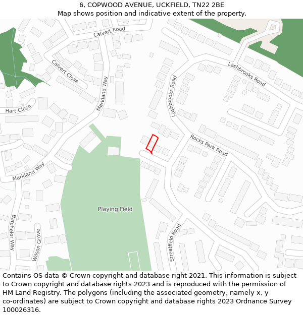 6, COPWOOD AVENUE, UCKFIELD, TN22 2BE: Location map and indicative extent of plot