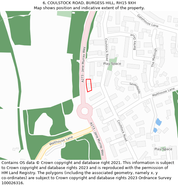 6, COULSTOCK ROAD, BURGESS HILL, RH15 9XH: Location map and indicative extent of plot
