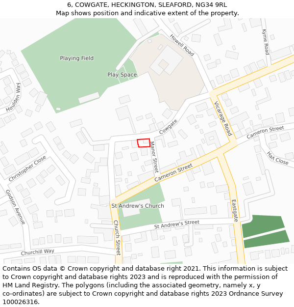 6, COWGATE, HECKINGTON, SLEAFORD, NG34 9RL: Location map and indicative extent of plot