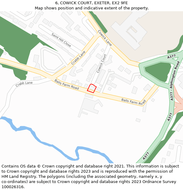 6, COWICK COURT, EXETER, EX2 9FE: Location map and indicative extent of plot