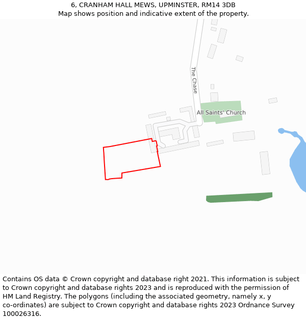 6, CRANHAM HALL MEWS, UPMINSTER, RM14 3DB: Location map and indicative extent of plot