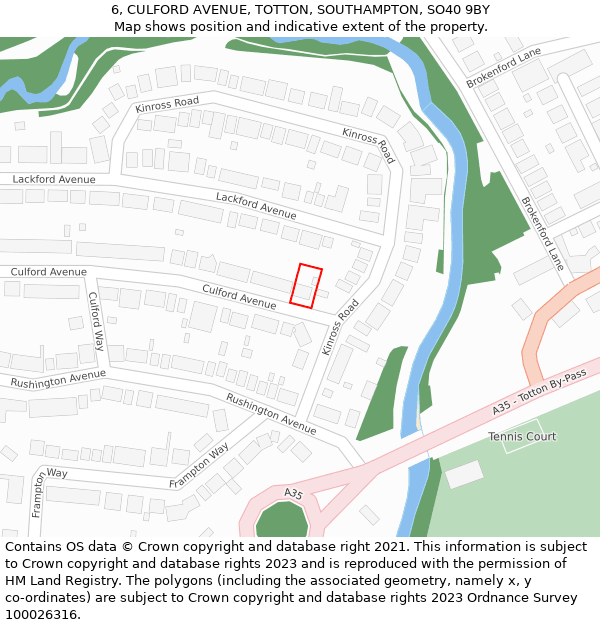 6, CULFORD AVENUE, TOTTON, SOUTHAMPTON, SO40 9BY: Location map and indicative extent of plot