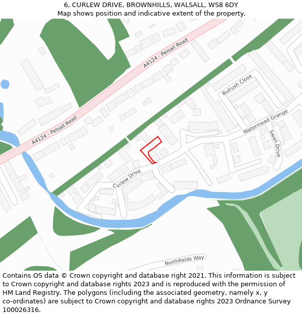 6, CURLEW DRIVE, BROWNHILLS, WALSALL, WS8 6DY: Location map and indicative extent of plot