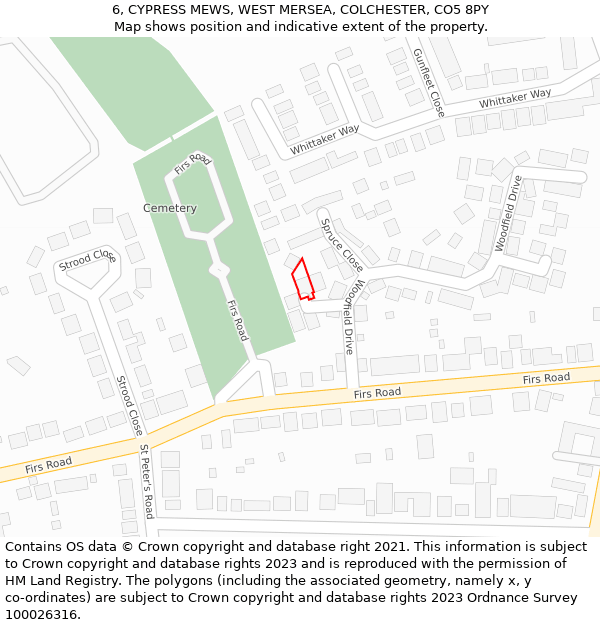 6, CYPRESS MEWS, WEST MERSEA, COLCHESTER, CO5 8PY: Location map and indicative extent of plot