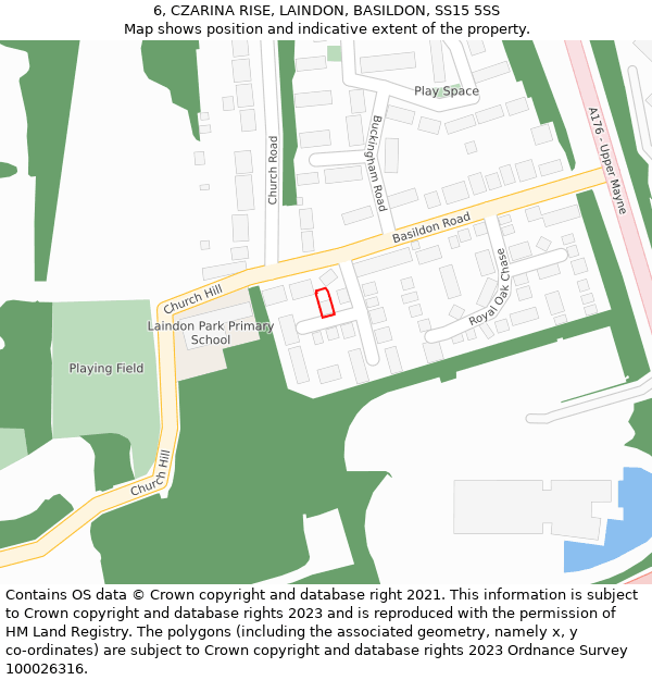 6, CZARINA RISE, LAINDON, BASILDON, SS15 5SS: Location map and indicative extent of plot