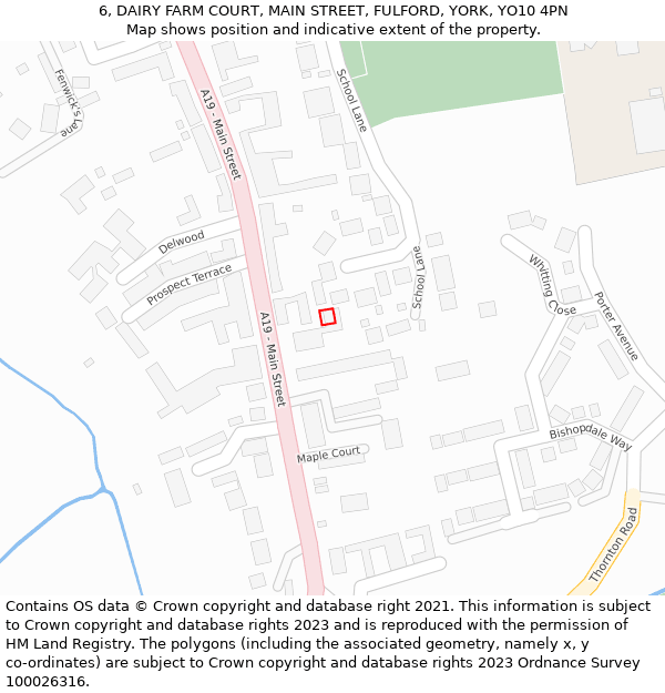 6, DAIRY FARM COURT, MAIN STREET, FULFORD, YORK, YO10 4PN: Location map and indicative extent of plot