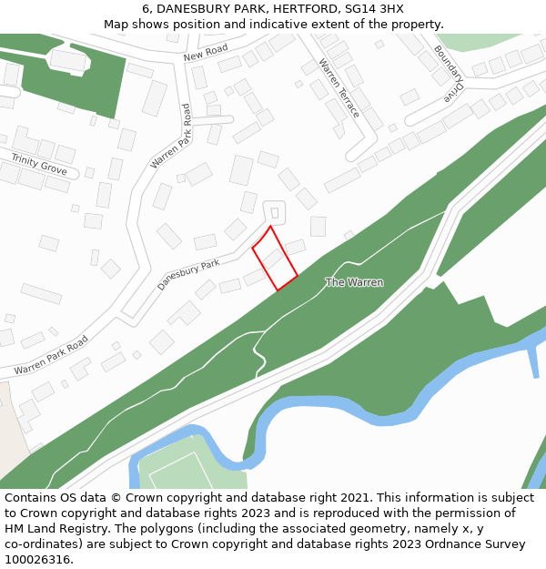 6, DANESBURY PARK, HERTFORD, SG14 3HX: Location map and indicative extent of plot