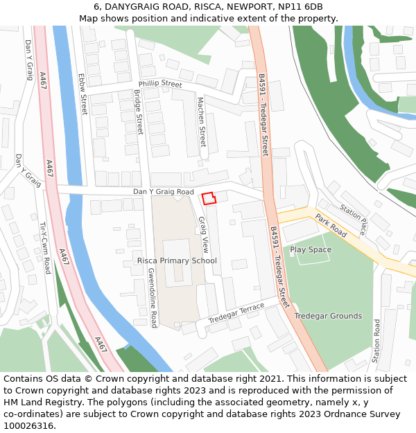 6, DANYGRAIG ROAD, RISCA, NEWPORT, NP11 6DB: Location map and indicative extent of plot